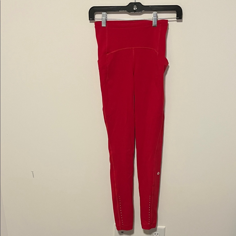 Ladies Red High-Waist Active Lululemon Leggings